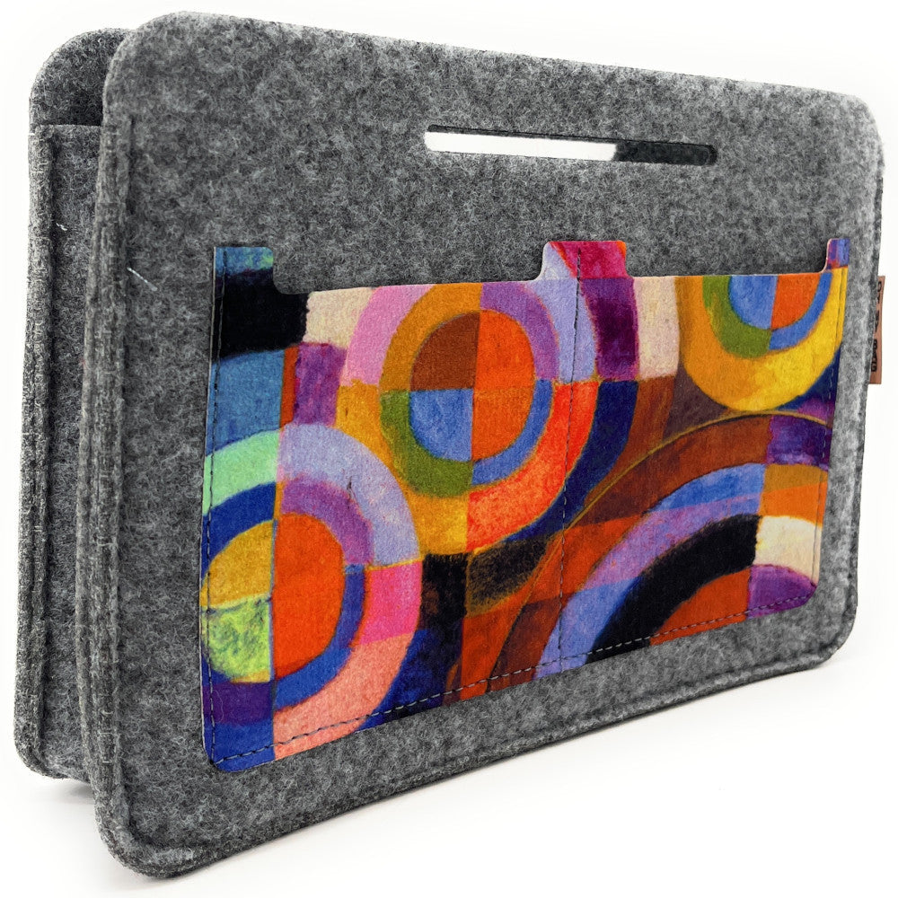 Organiseur en feutrine écologique imprimée CIRCLES Gris clair