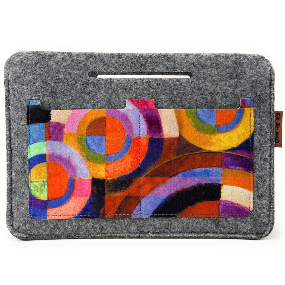 Organiseur en feutrine écologique imprimée CIRCLES Gris clair