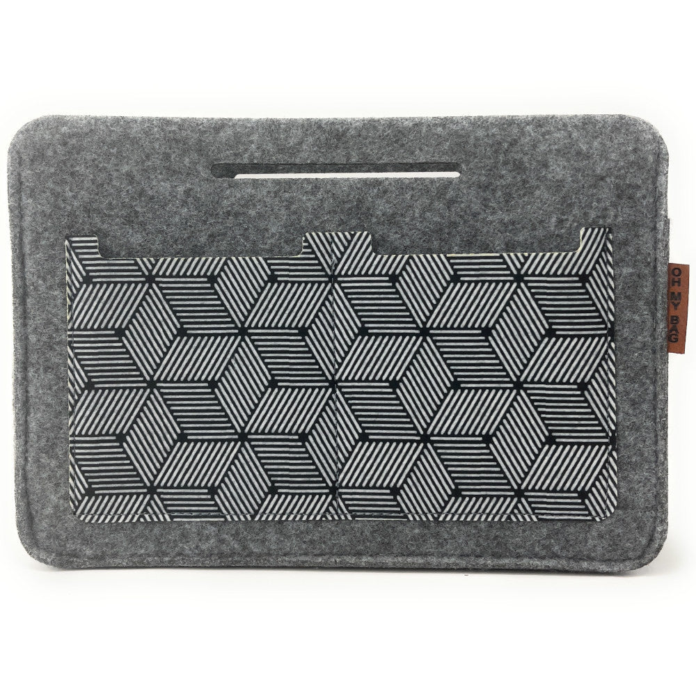 Organiseur en feutrine écologique imprimée CUBE Gris clair