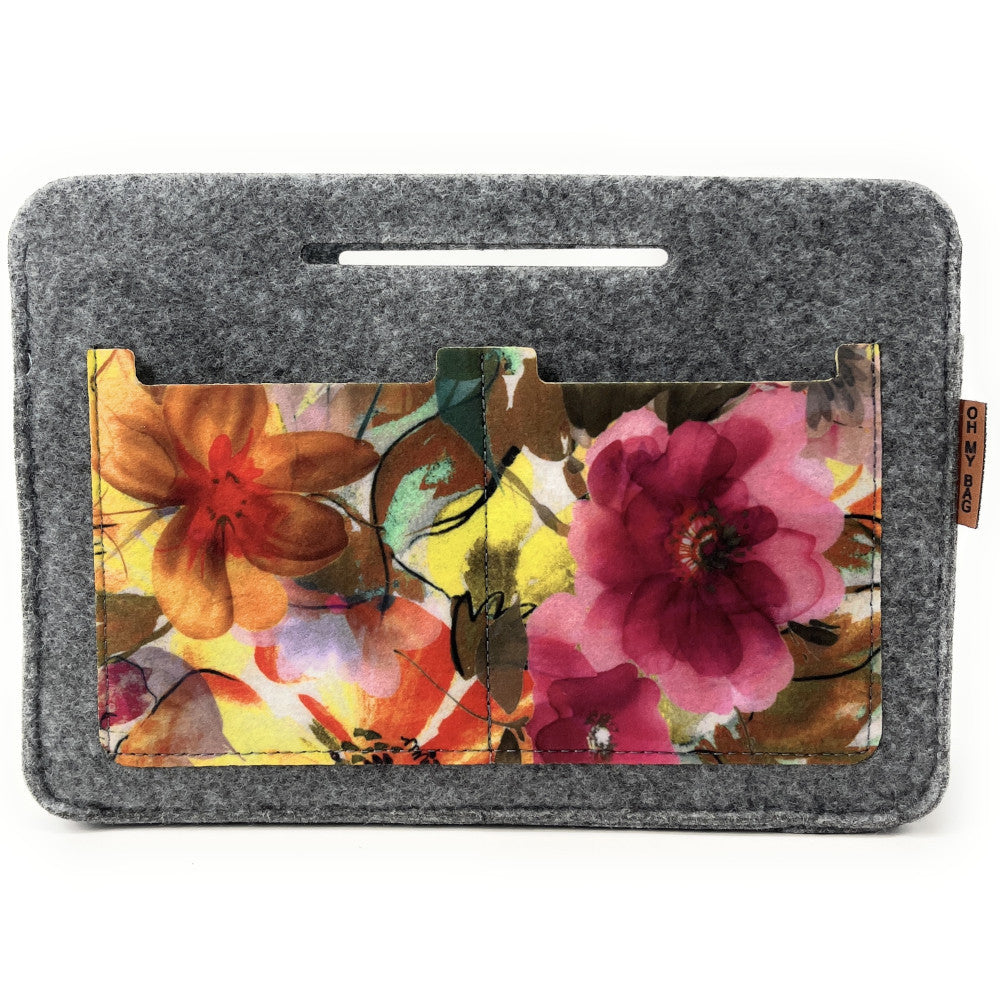 Organiseur en feutrine écologique imprimée GARDEN Gris clair