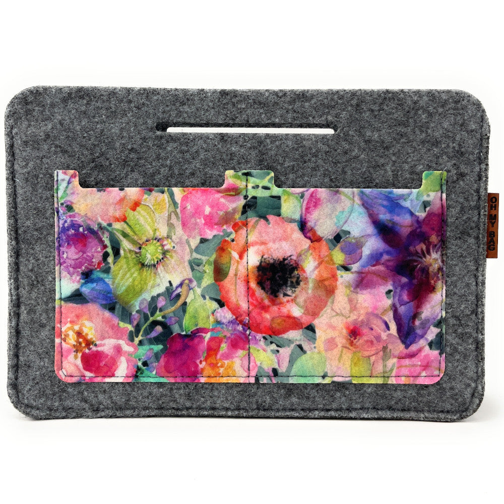 Organiseur en feutrine écologique imprimée FLORA Gris clair