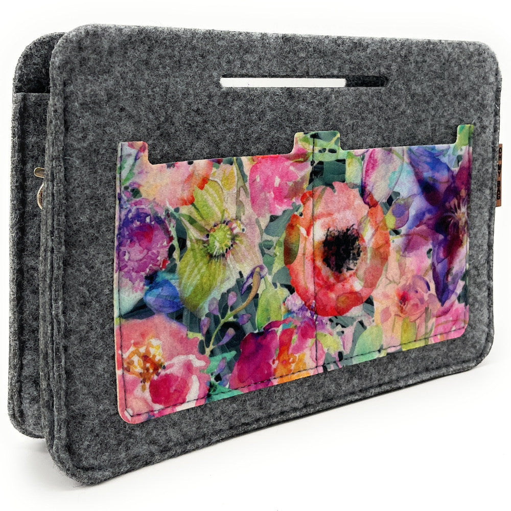 Organiseur en feutrine écologique imprimée FLORA Gris clair