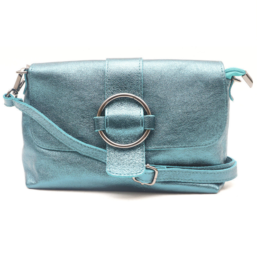 Mini sac en cuir irisé VERONE Turquoise irisé