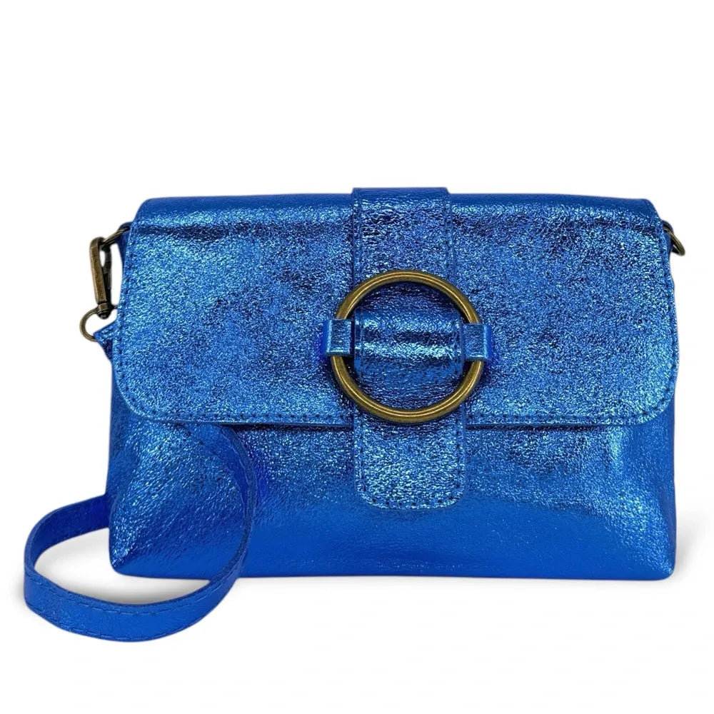 Mini sac en cuir irisé VERONE Bleu roi irisé