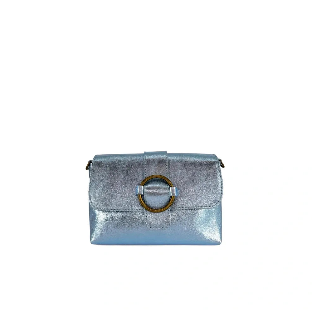 Mini sac en cuir irisé VERONE Bleu pastel irisé
