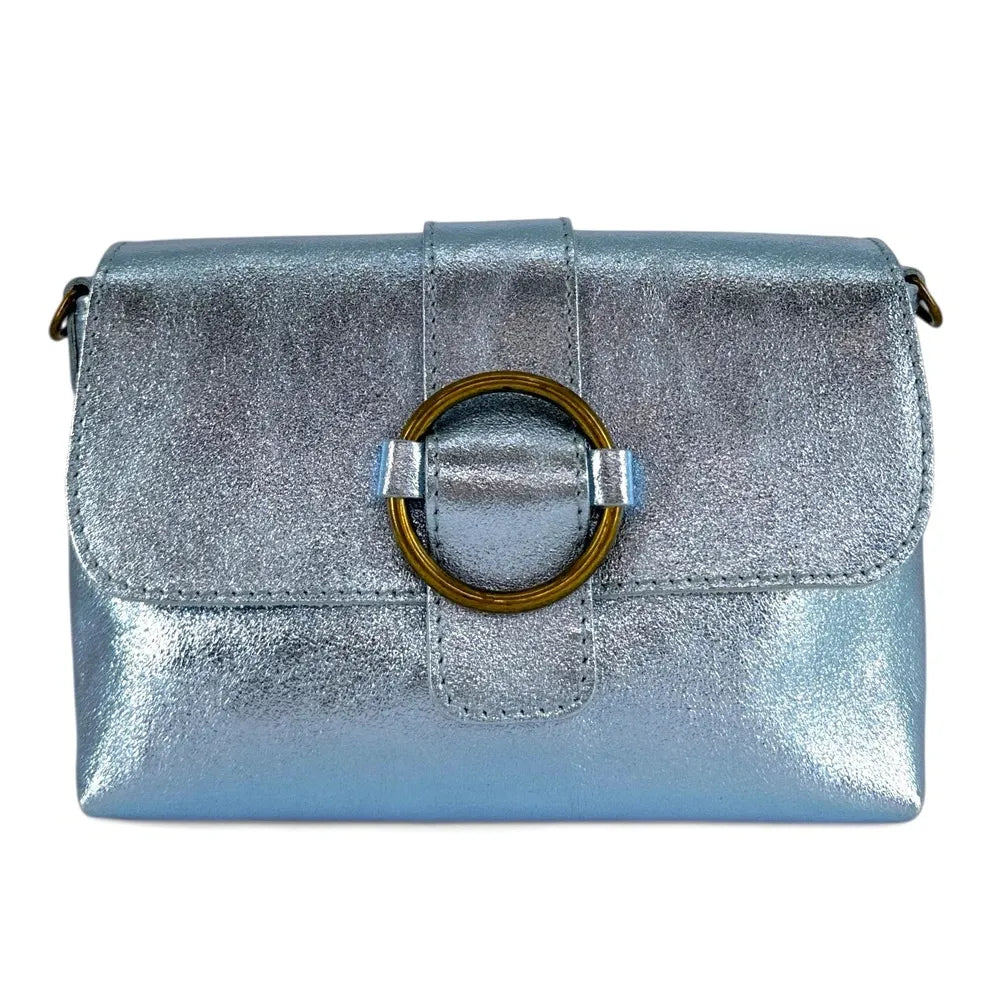 Mini sac en cuir irisé VERONE Bleu pastel irisé