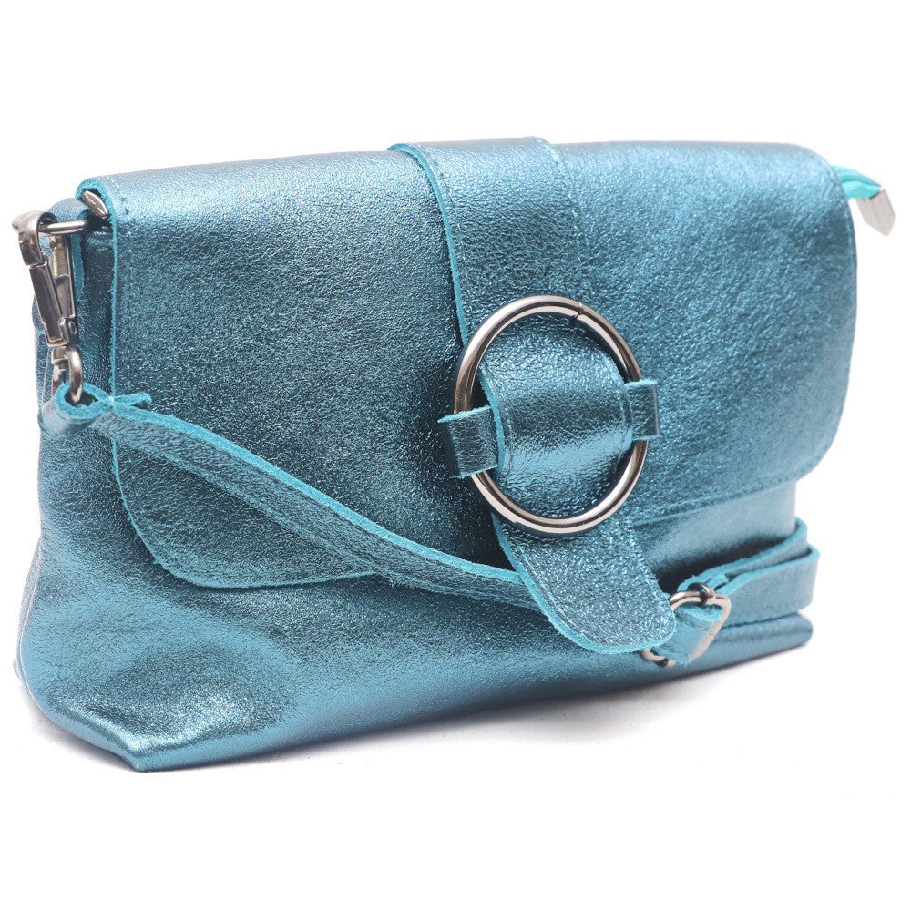 Mini sac en cuir irisé VERONE Turquoise irisé