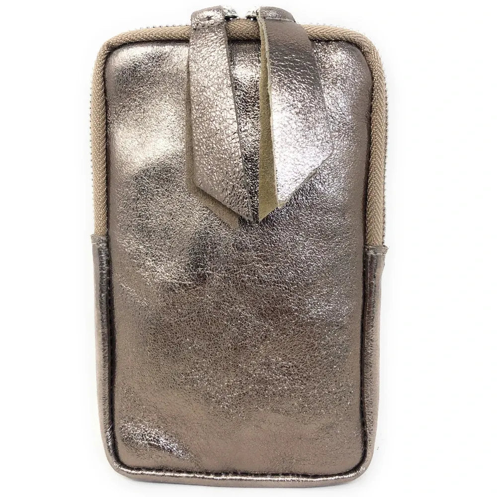 Pochette bandoulière en cuir irisé LOUVRE Champagne irisé