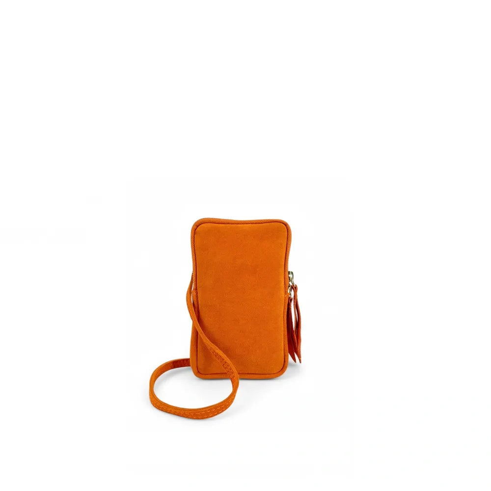 Pochette bandoulière en croûte de cuir LOUVRE Mandarine