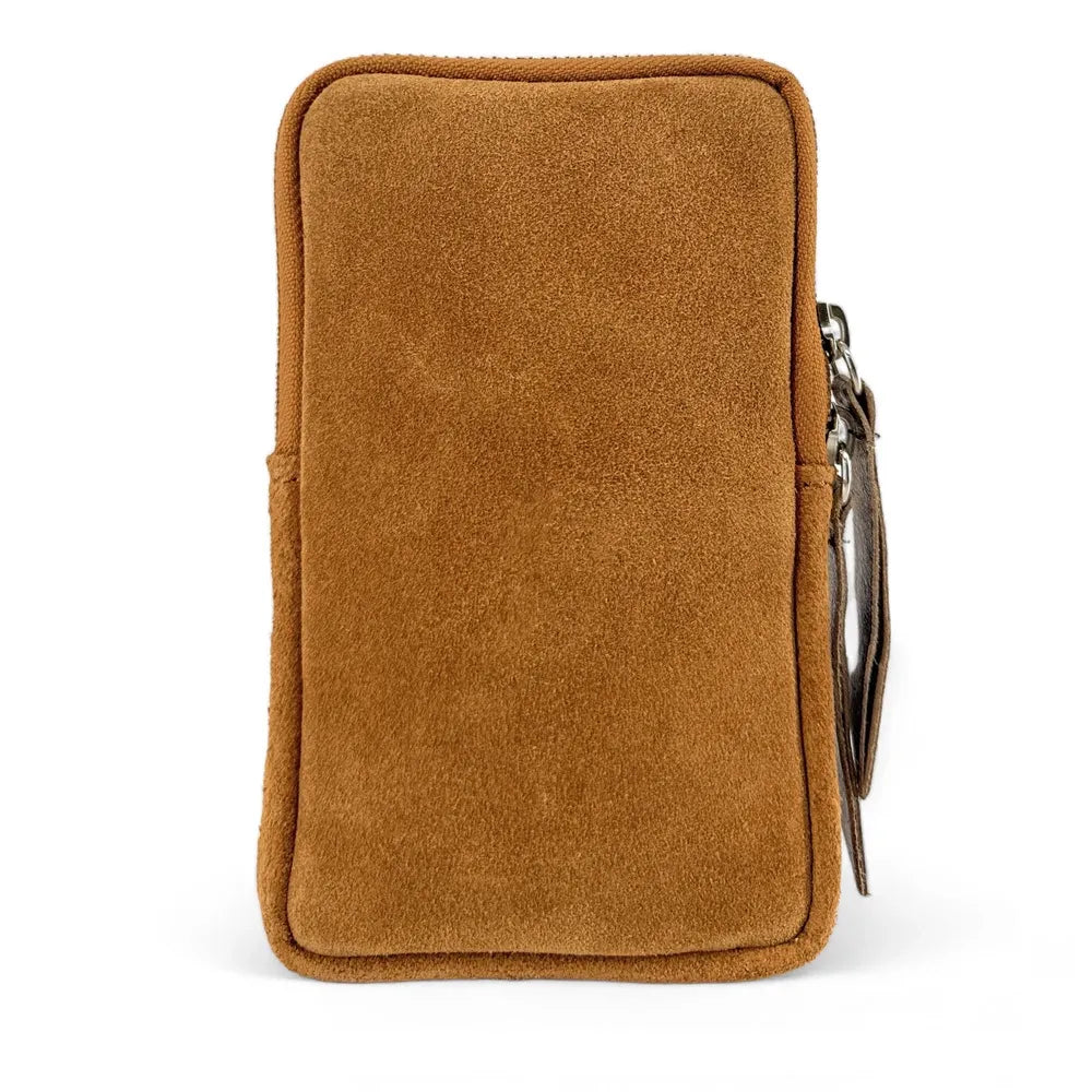 Pochette bandoulière en croûte de cuir LOUVRE Camel