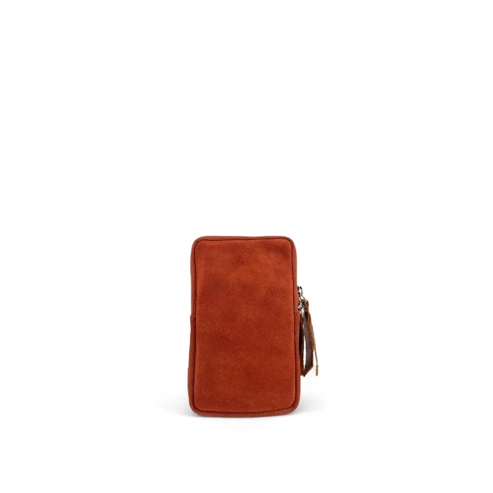 Pochette bandoulière en croûte de cuir LOUVRE Rouge brique