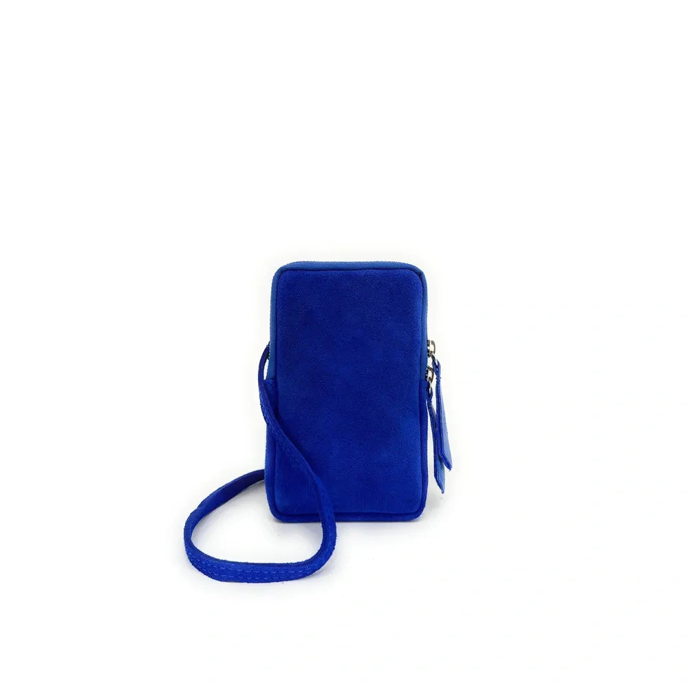 Pochette bandoulière en croûte de cuir LOUVRE Bleu roi