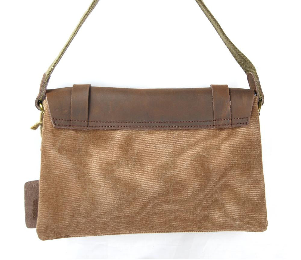 Pochette en cuir et toile JAVA Camel
