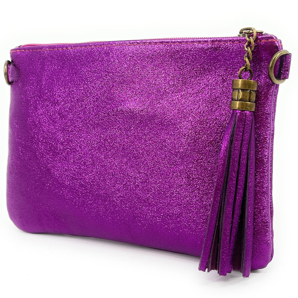 Sac pochette en cuir irisé MORGANE Violine