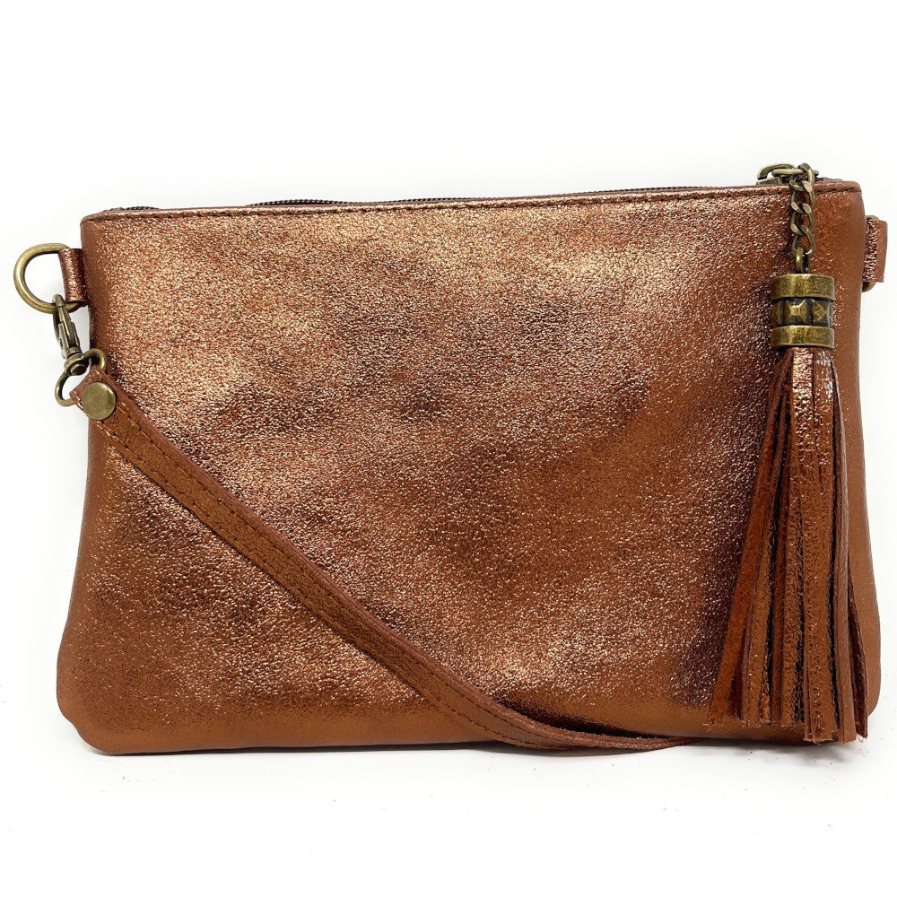 Sac pochette en cuir irisé MORGANE Bronze