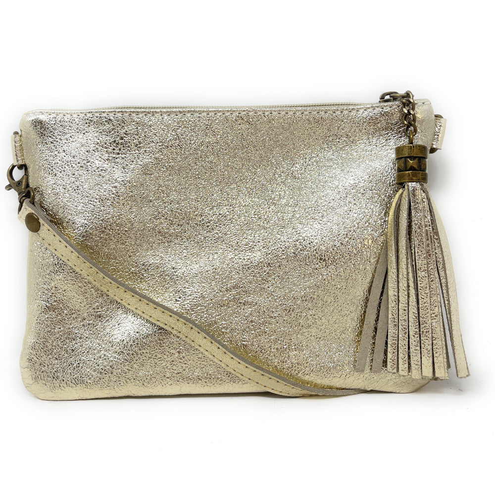 Sac pochette en cuir irisé MORGANE Or pâle