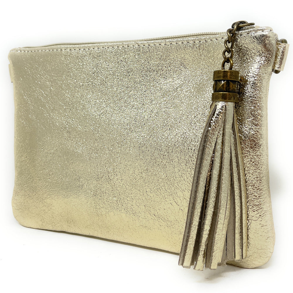 Sac pochette en cuir irisé MORGANE Or pâle