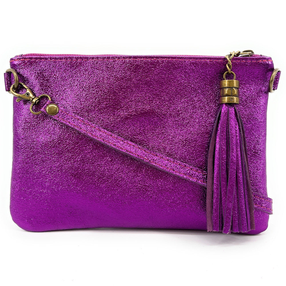 Sac pochette en cuir irisé MORGANE Violine