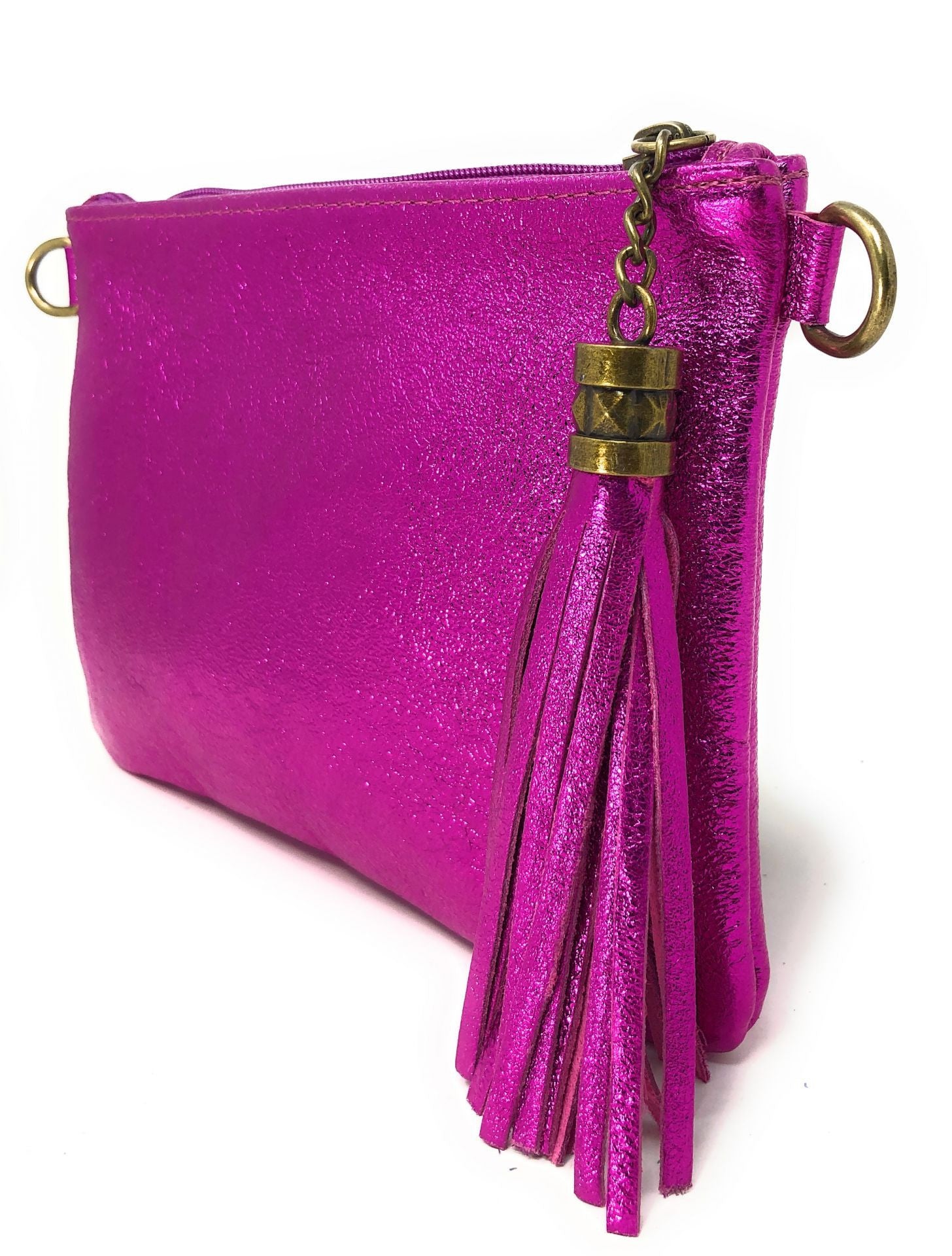 Sac pochette en cuir irisé MORGANE Fuchsia irisé