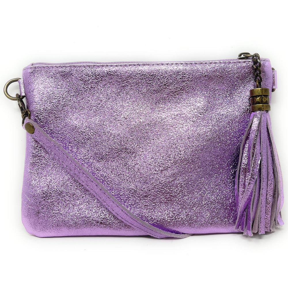 Sac pochette en cuir irisé MORGANE Mauve