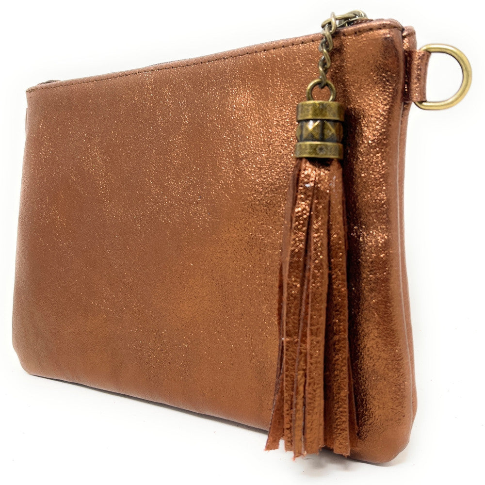 Sac pochette en cuir irisé MORGANE Bronze