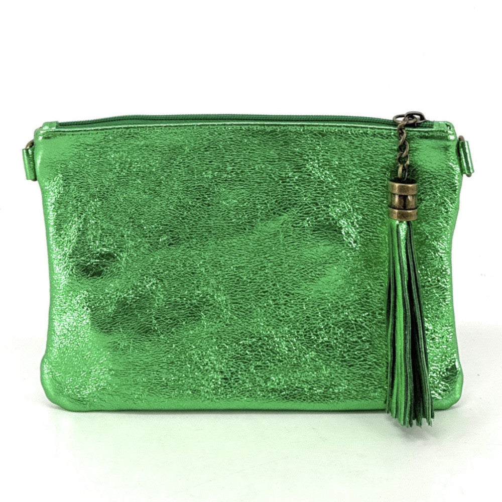 Sac pochette en cuir irisé MORGANE Vert anglais irisé