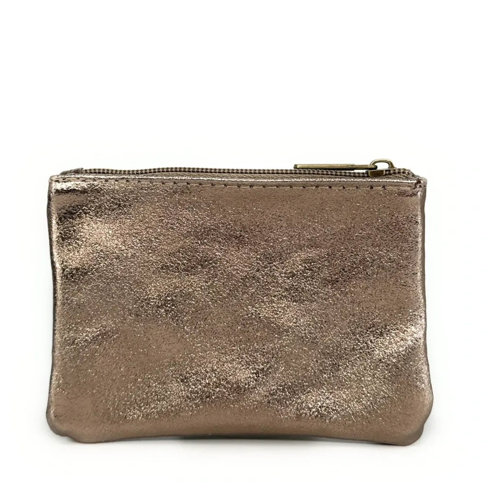 Pochette en cuir irisé GLOW PURSE Champagne irisé