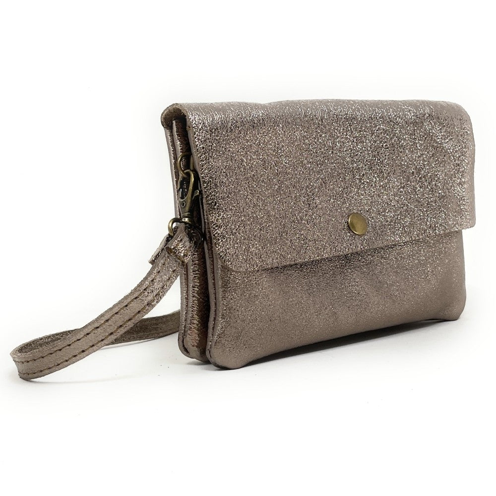 Sac pochette en cuir irisé MAELIA Champagne irisé