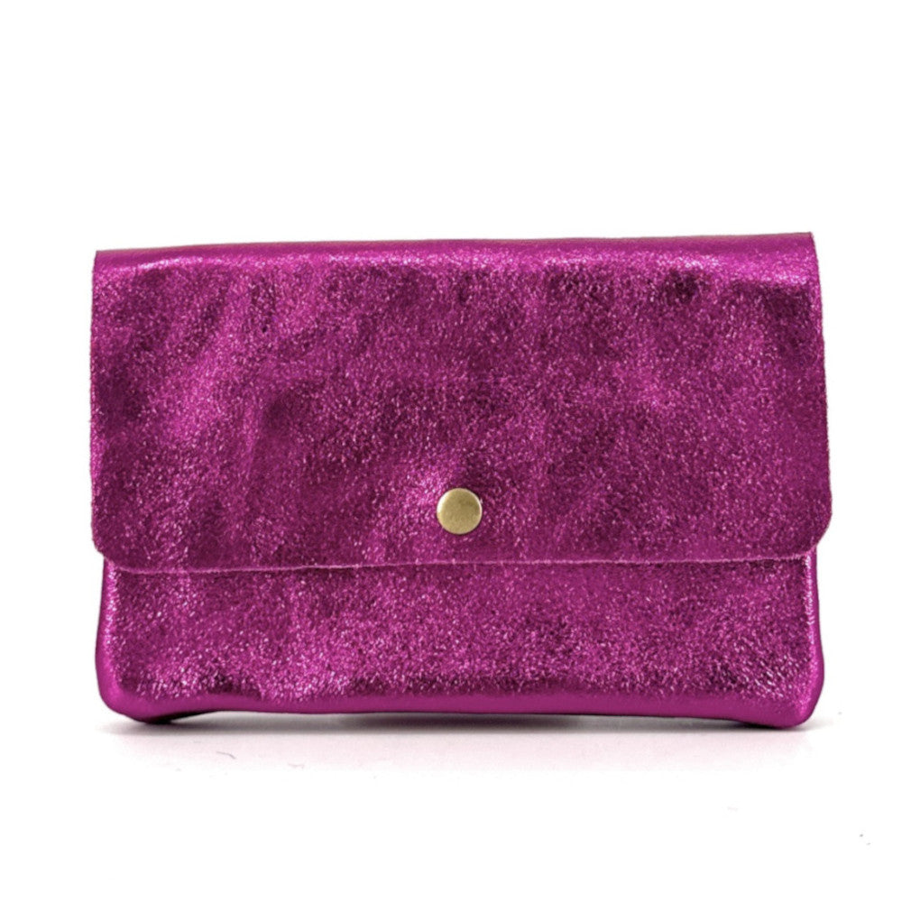 Sac pochette en cuir irisé MAELIA Fuchsia irisé