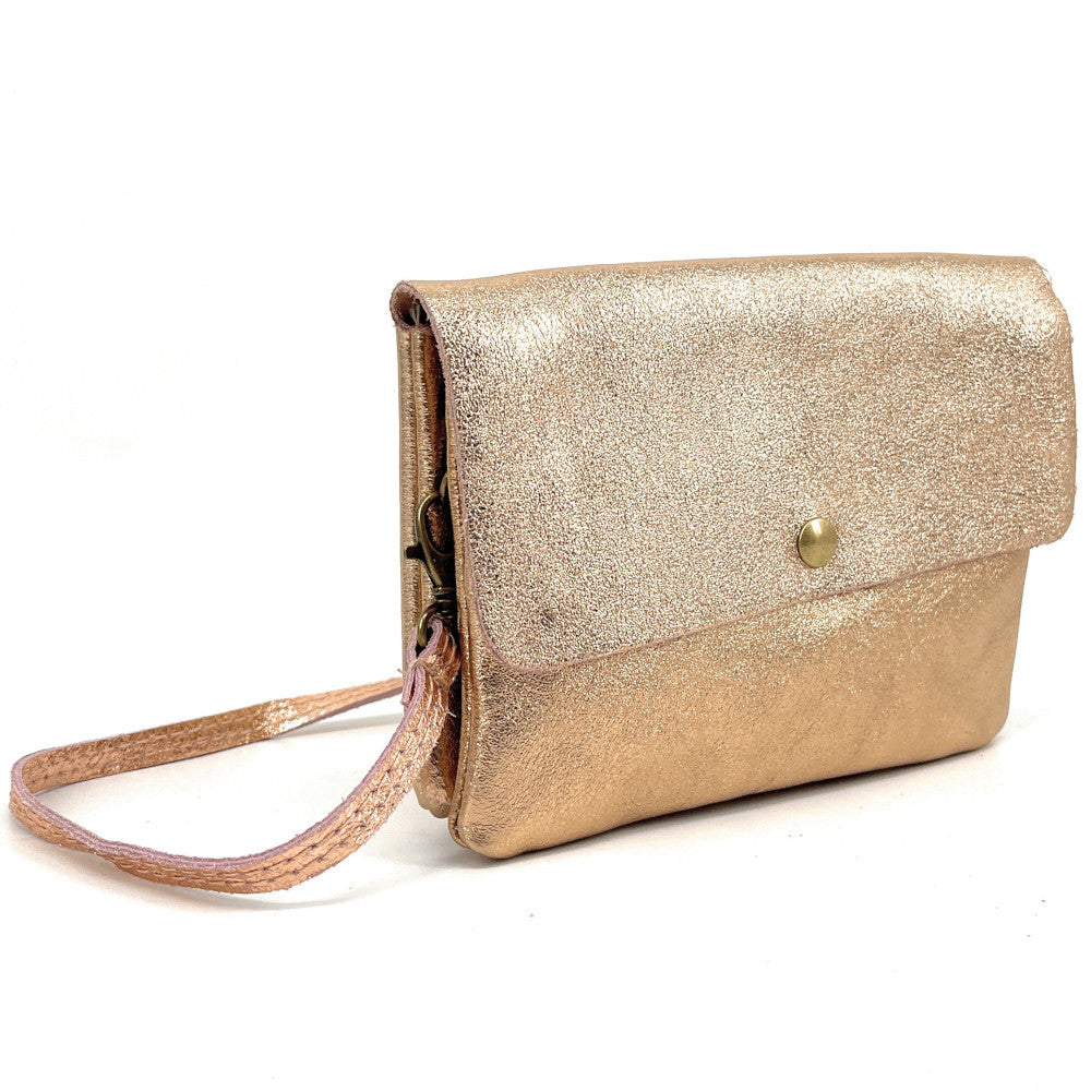 Sac pochette en cuir irisé MAELIA Rose gold