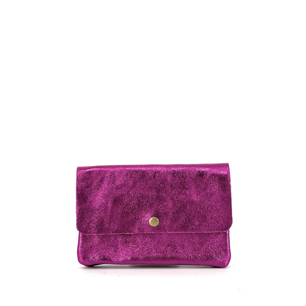 Sac pochette en cuir irisé MAELIA Fuchsia irisé