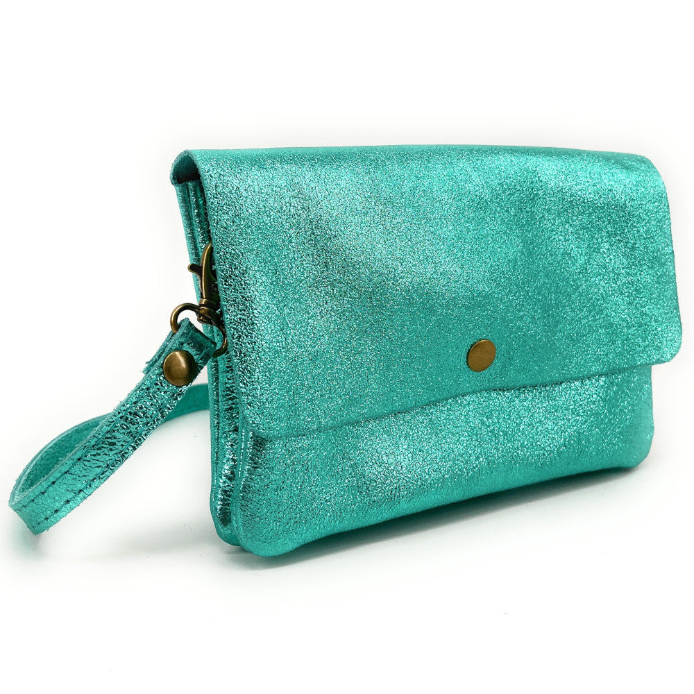 Sac pochette en cuir irisé MAELIA Lagon