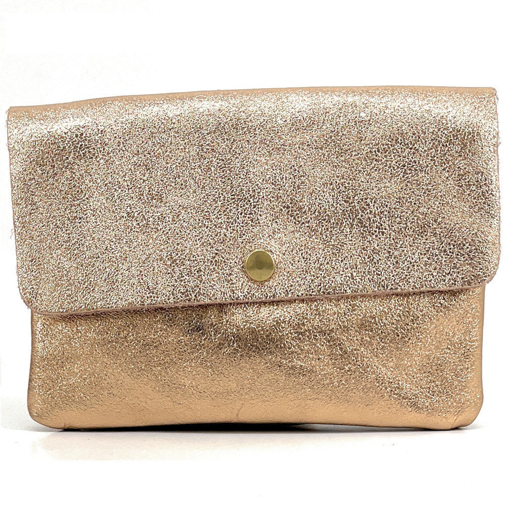 Sac pochette en cuir irisé MAELIA Rose gold