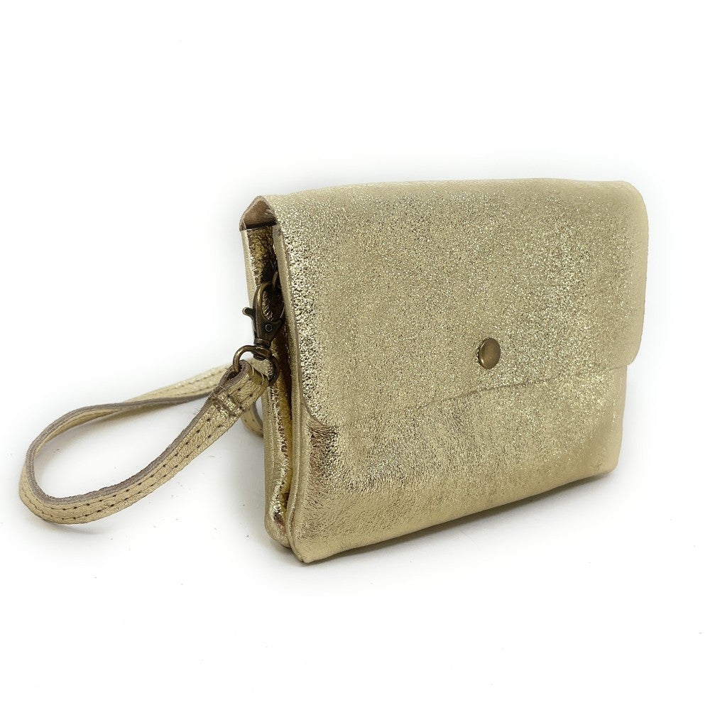 Sac pochette en cuir irisé MAELIA Or