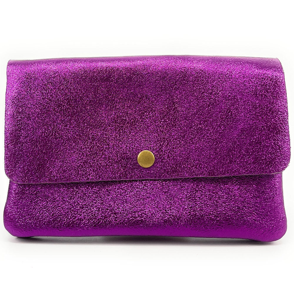 Sac pochette en cuir irisé MAELIA Violine