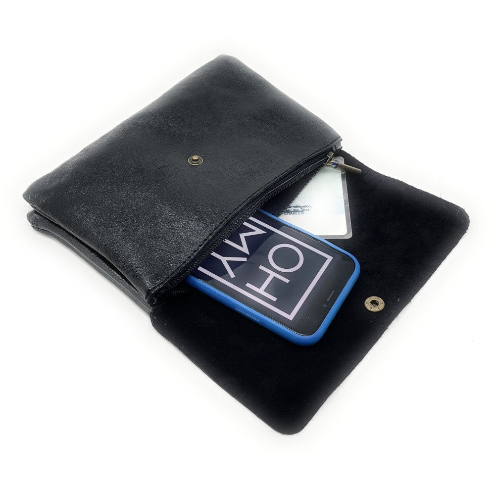 Sac pochette en cuir irisé MAELIA Noir