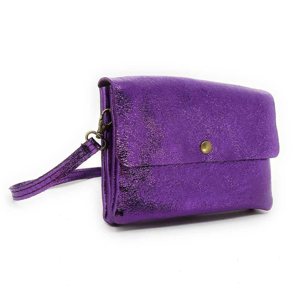Sac pochette en cuir irisé MAELIA Violet