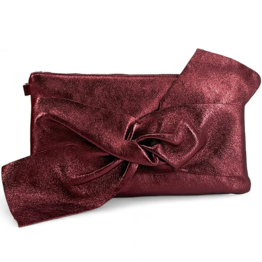 Sac pochette en cuir irisé SHERAZADE Bordeaux irisé