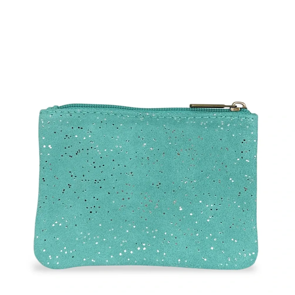 Pochette en croûte de cuir à paillettes GLITTER PURSE Lagon