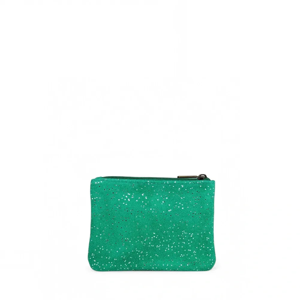 Pochette en croûte de cuir à paillettes GLITTER PURSE Vert menthe