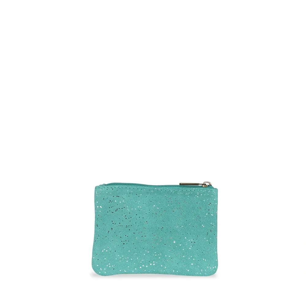 Pochette en croûte de cuir à paillettes GLITTER PURSE Lagon