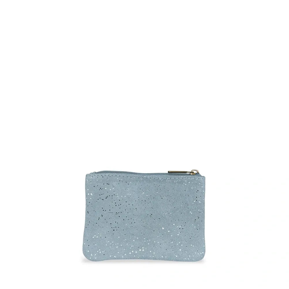 Pochette en croûte de cuir à paillettes GLITTER PURSE Bleu pastel