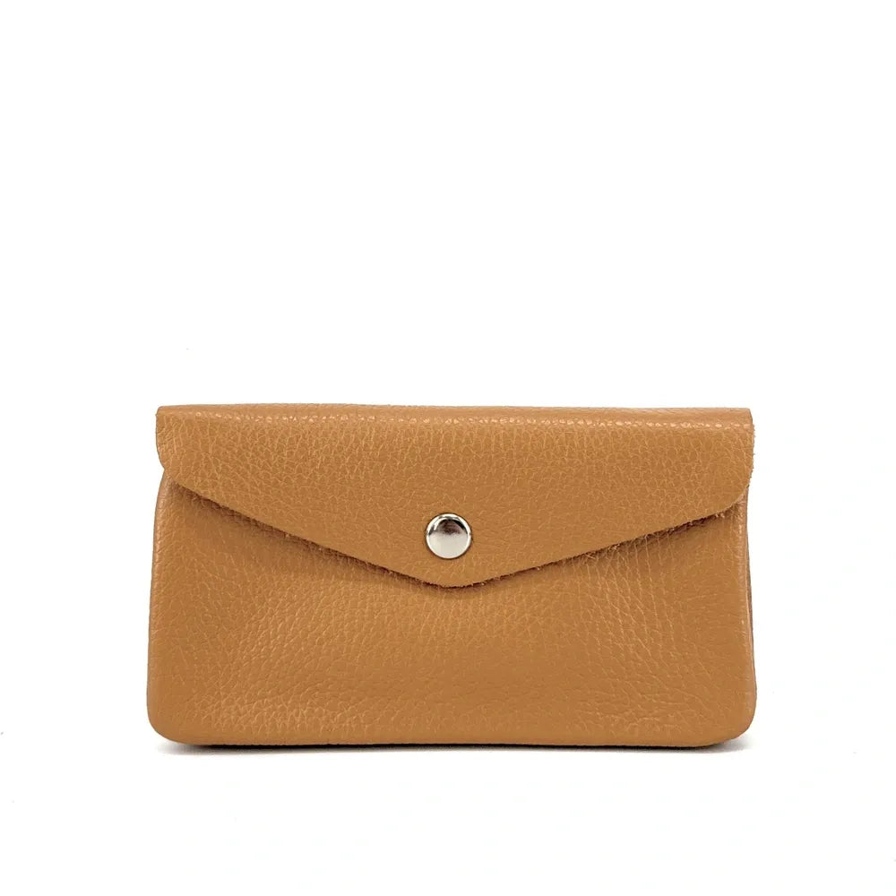 Pochette porte-monnaie en cuir grainé COMPO Camel clair