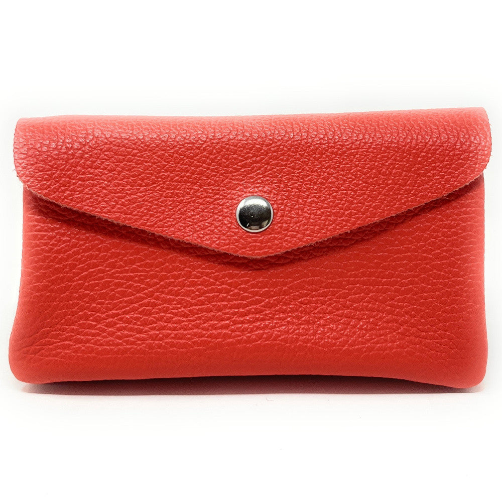 Pochette porte-monnaie en cuir grainé COMPO Rose corail
