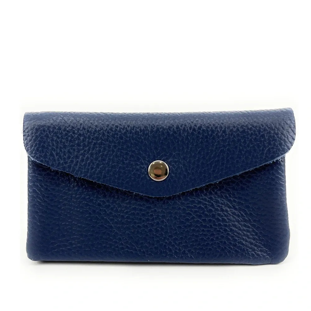 Pochette porte-monnaie en cuir grainé COMPO Bleu marine