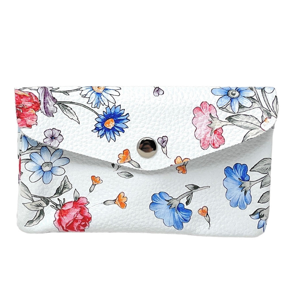Pochette porte-monnaie en cuir grainé COMPO Flower blanc