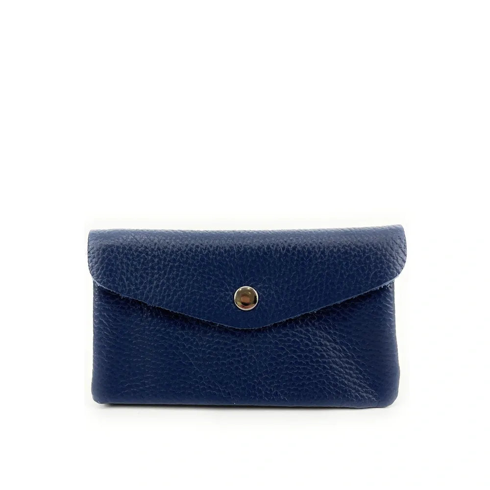 Pochette porte-monnaie en cuir grainé COMPO Bleu marine