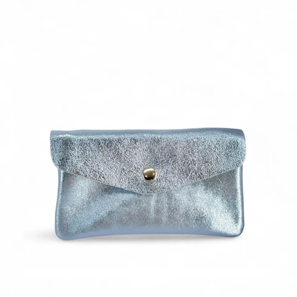 Pochette porte-monnaie en cuir irisé COMPO Bleu pastel irisé