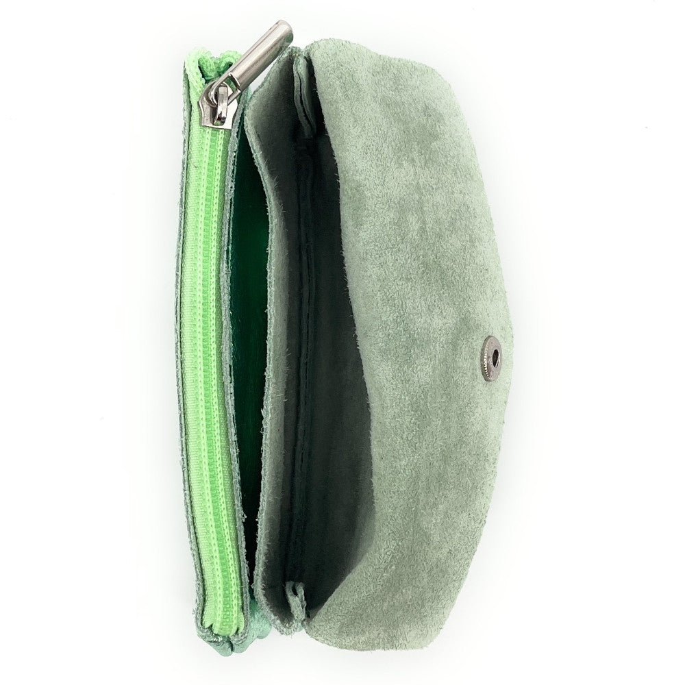 Pochette porte-monnaie en cuir irisé COMPO Menthe givrée