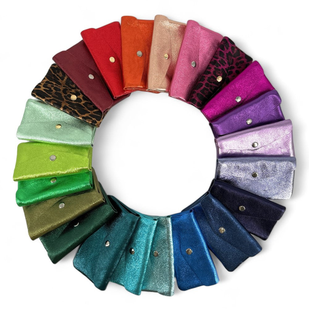 Pochette porte-monnaie en cuir irisé COMPO Menthe givrée
